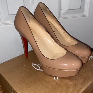 Christian Louboutin Closed Toe Platform Pump in Nude